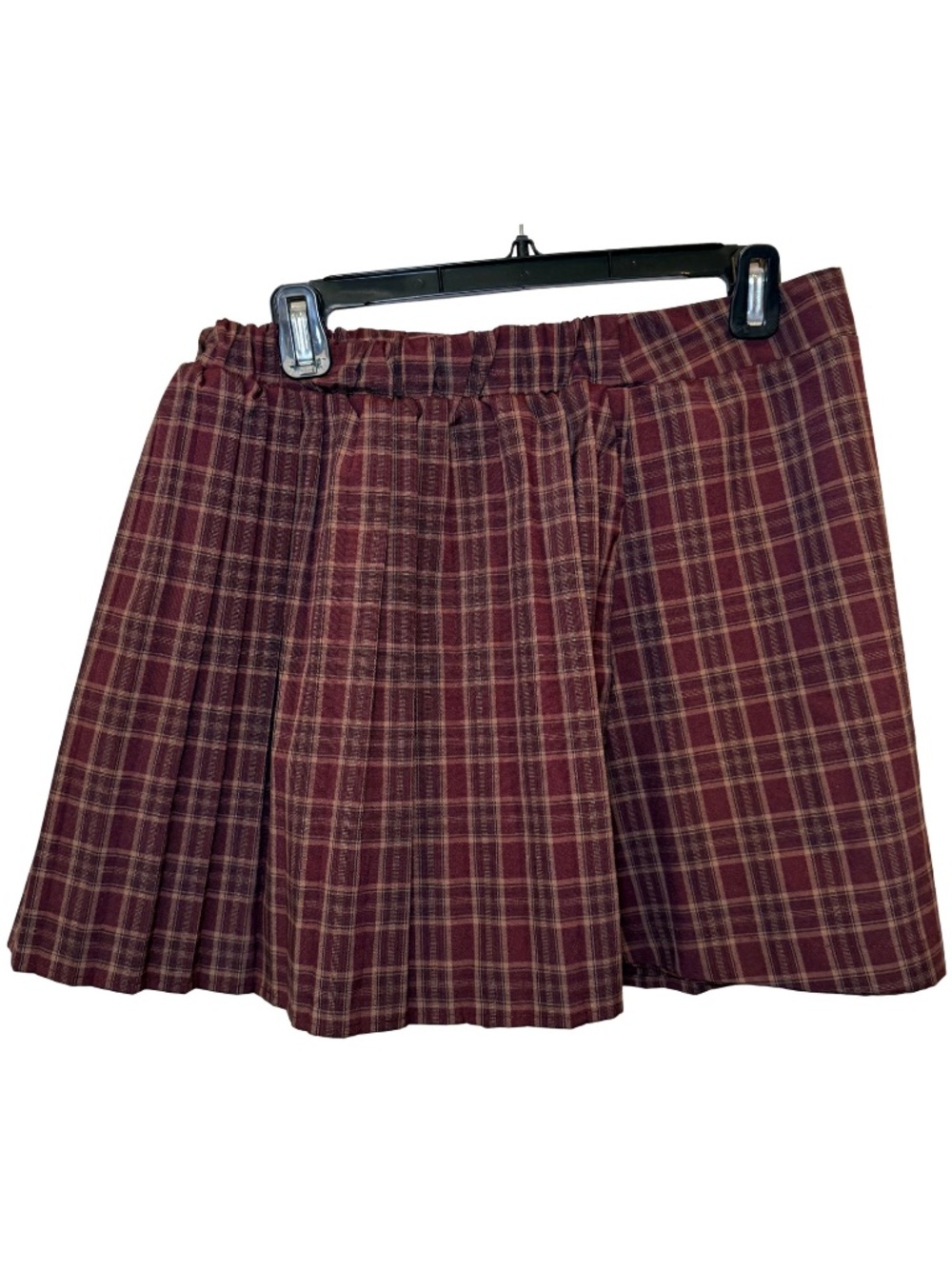 Wild Fable Burgundy Plaid Pleated Mini Skirt Size M | Buckle Waist | Trendy Fall